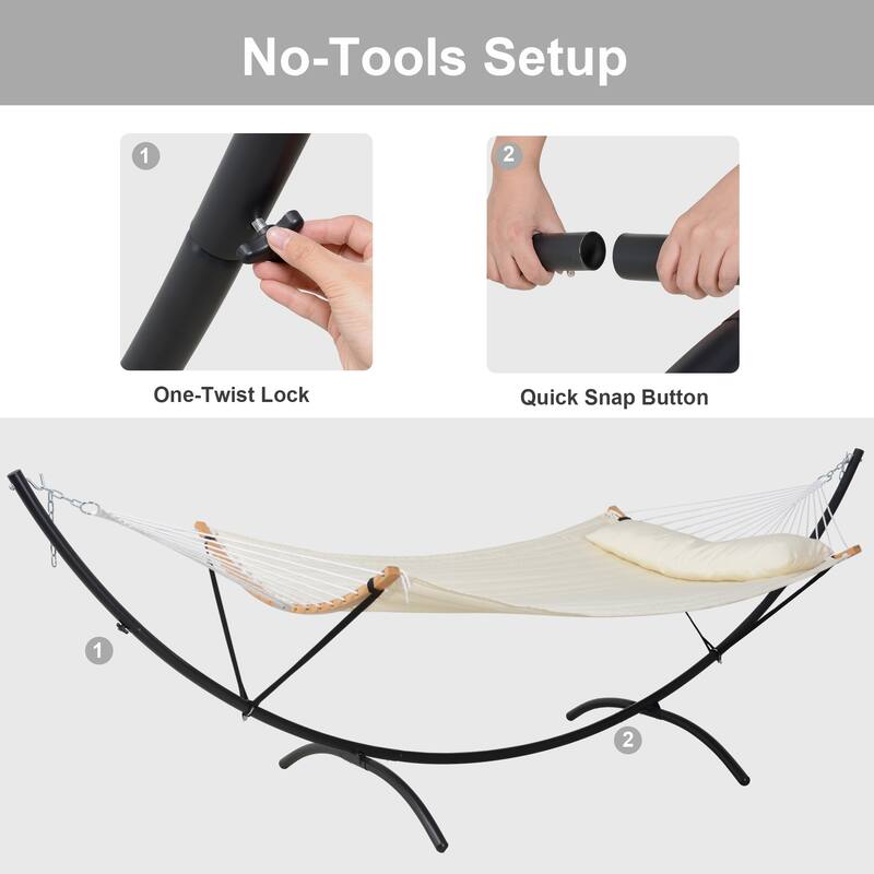 Portable Freestanding Hammock with Curved Stand for Outside