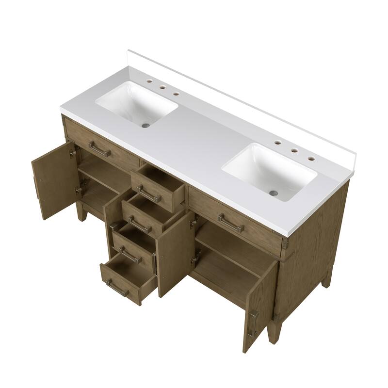 Laurel 60 in W x 22 in D Black Oak Double Bath Vanity and Cultured Marble Top