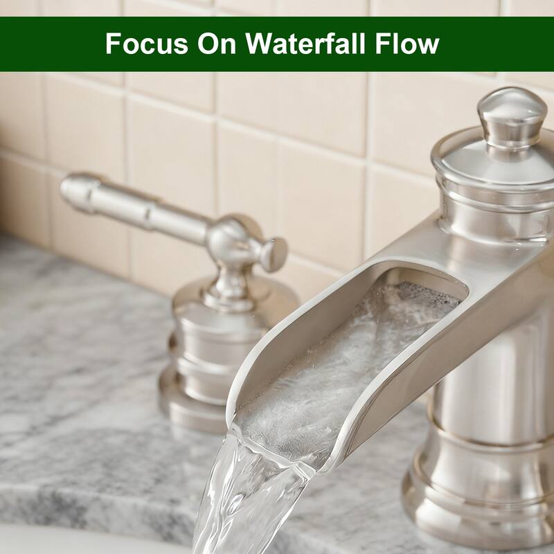 Topcraft Two Handle Waterfall Bathroom Faucet with Pop-Up Drainer