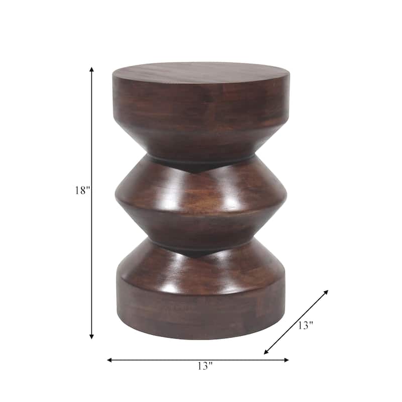 Sagebrook Home Modern Mango Wood Accent Table with Sculptural Design Wood - 13" x 13" x 18"