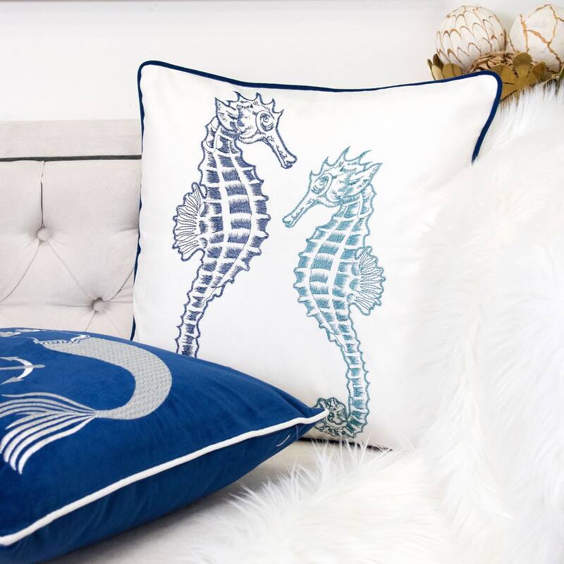 Blue / Spa Seahorses Pillow
