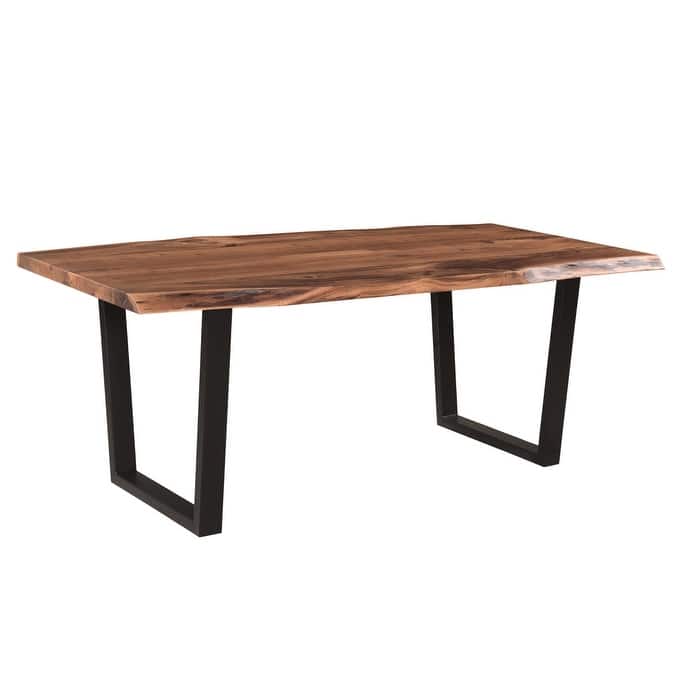 HomeRoots 78" Brown And Black Solid Wood And Metal Dining Table - 78.00 in. x 30.00 in. x 40.00 in.
