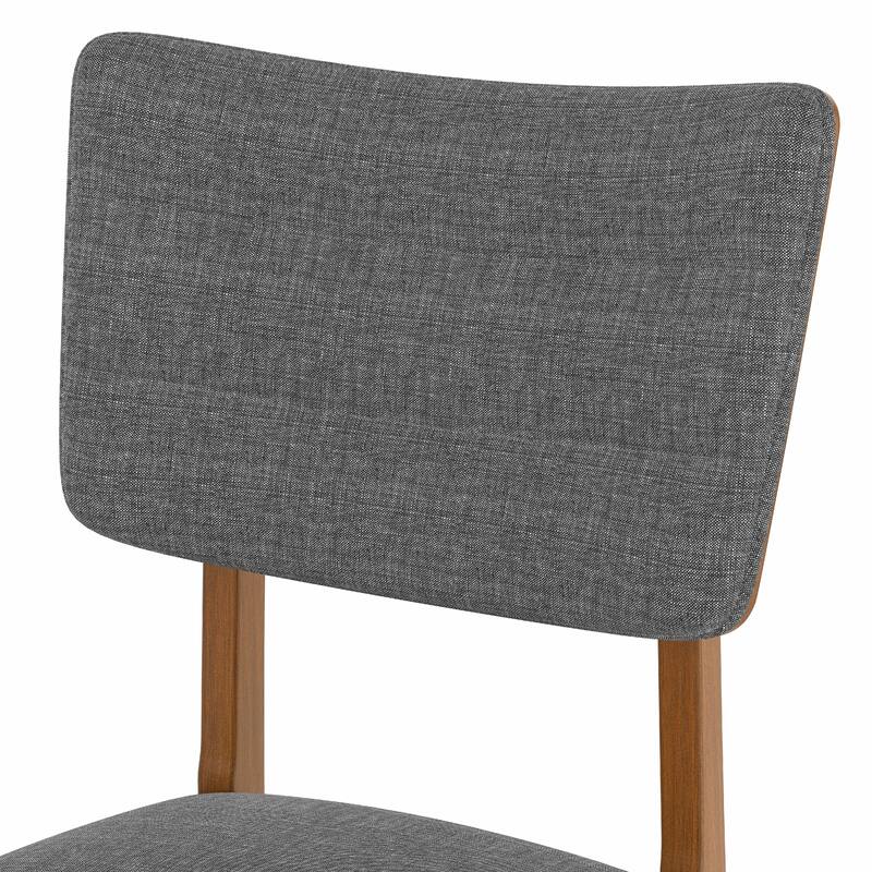 Set of 4 Mid-Century Modern Wooden Dining Chairs, Armless with Upholstered Linen Seat Cushion