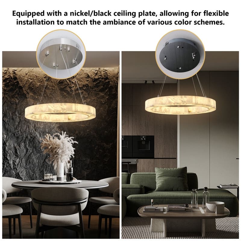 KAYLA D30in Modern Marble Dining Room Chandeliers - Glod