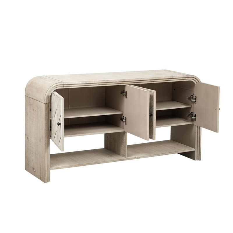 Versatile 60" Console Table with Woven Wood Slats and Solid Wood Veneer for Entryway or Living Room