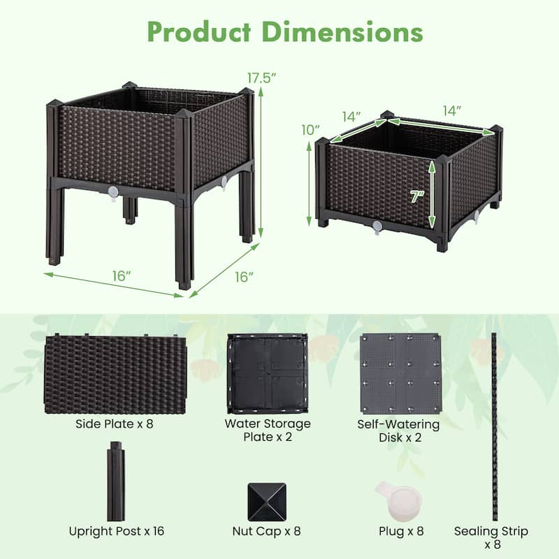 Gymax Elevated Plastic Raised Garden Bed Planter Kit for Flower
