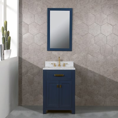 Madison 24-inch Monarch Blue Single Sink Carrara White Marble Vanity