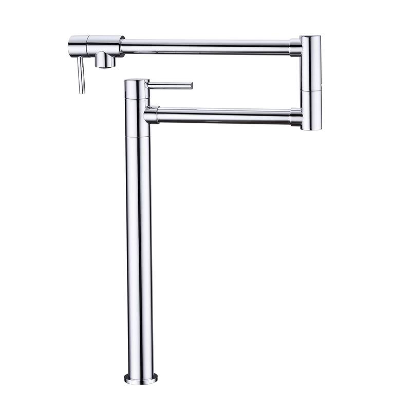 Kitchen Pot Filler Faucet Deck Mounted Double Joints Free Rotating Modern Countertop Retractable Commercial Single Hole Tap