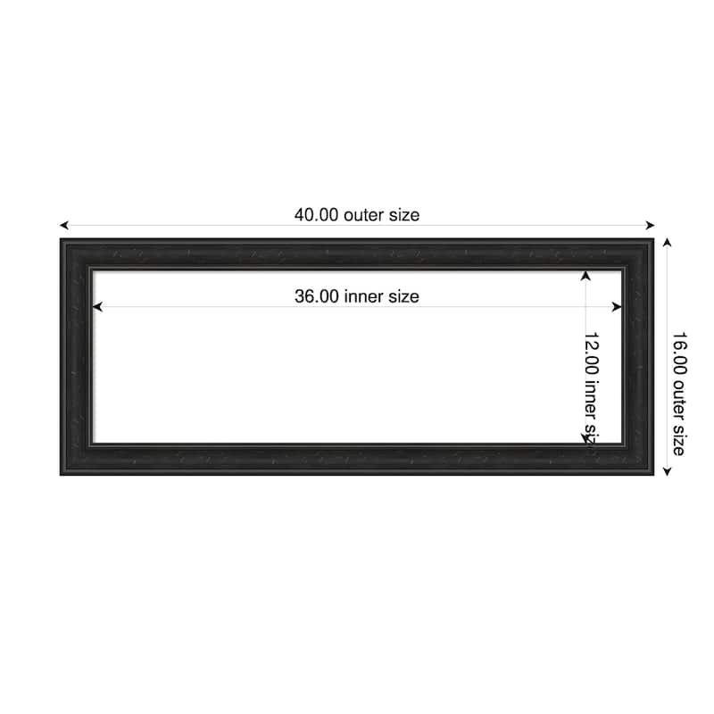 Amanti Art Shipwreck Black Narrow Framed Dry Erase Magnetic Board - 40 x 16 in - Shipwreck Black Narrow