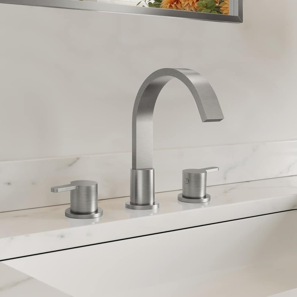 3-hole installation widespread bathroom faucet with dual lever handles