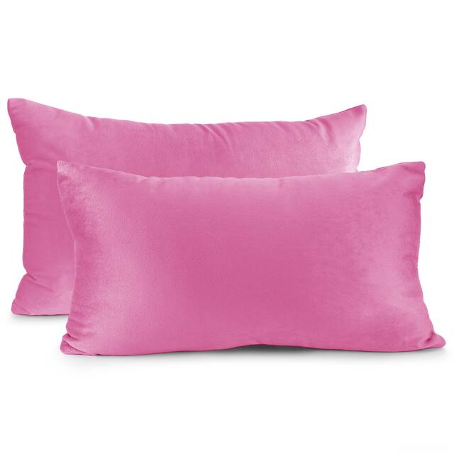 Porch & Den Cosner Microfiber Velvet Throw Pillow Covers (Set of 2) - 12" x 20" - Light Pink