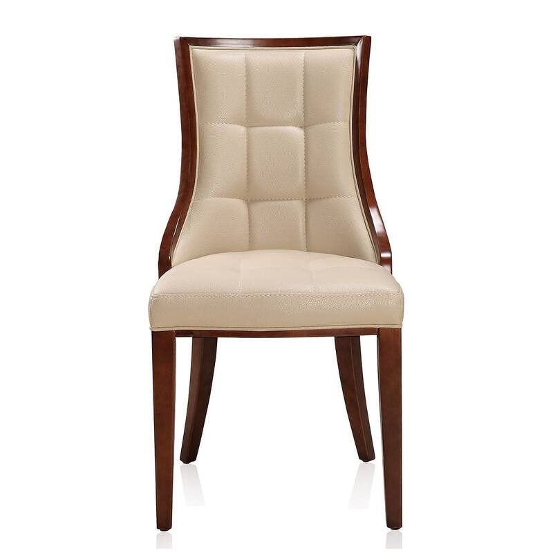 Fifth Avenue Cream and Walnut Faux Leather Dining Chair (Set of Two)