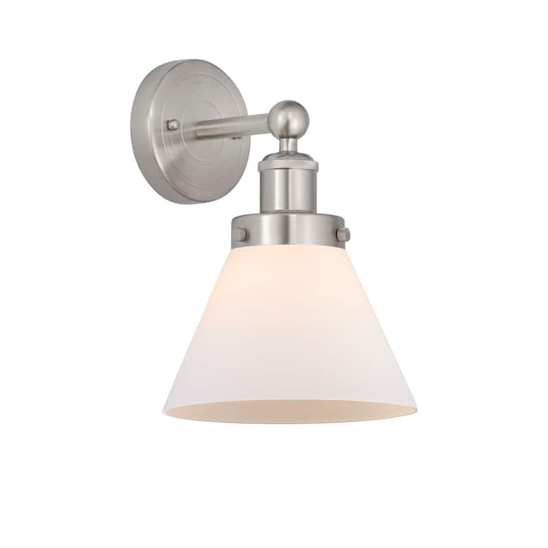 Innovations Lighting 616-1W-12-8 Cone Sconce Cone 12" Tall Wall Sconce - Brushed Satin Nickel / Matte White