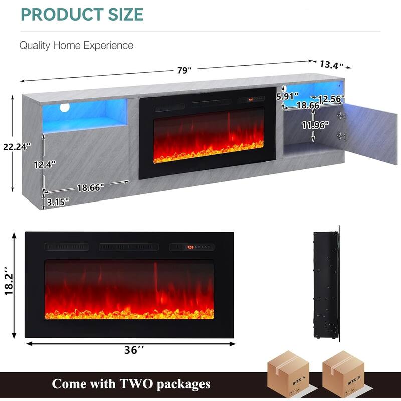 79'' Fireplace TV Stand with 36" Electric Fireplace