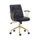 preview thumbnail 3 of 21, Porthos Home Tilly Office Chair, PU Leather, Gold Chrome Roller Base Black