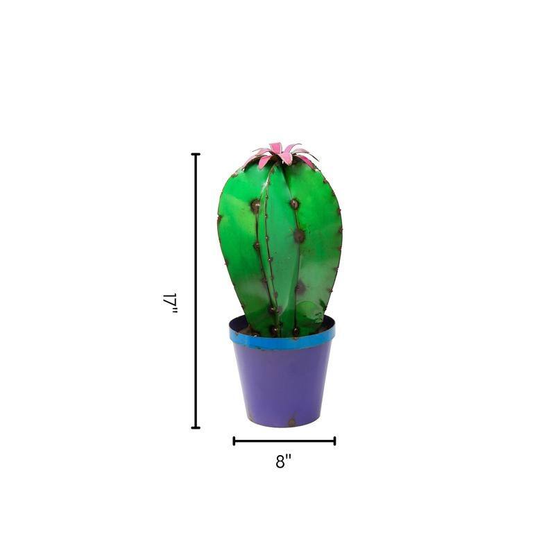 Rustic Arrow Cactus In Pot with Flower Metal Art - 8L x 8W x 17H