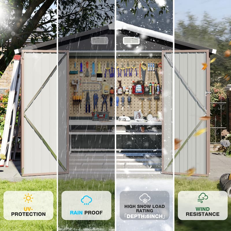 AOXUN Outdoor Storage Shed with Lockable Doors and Air Vents for Garden