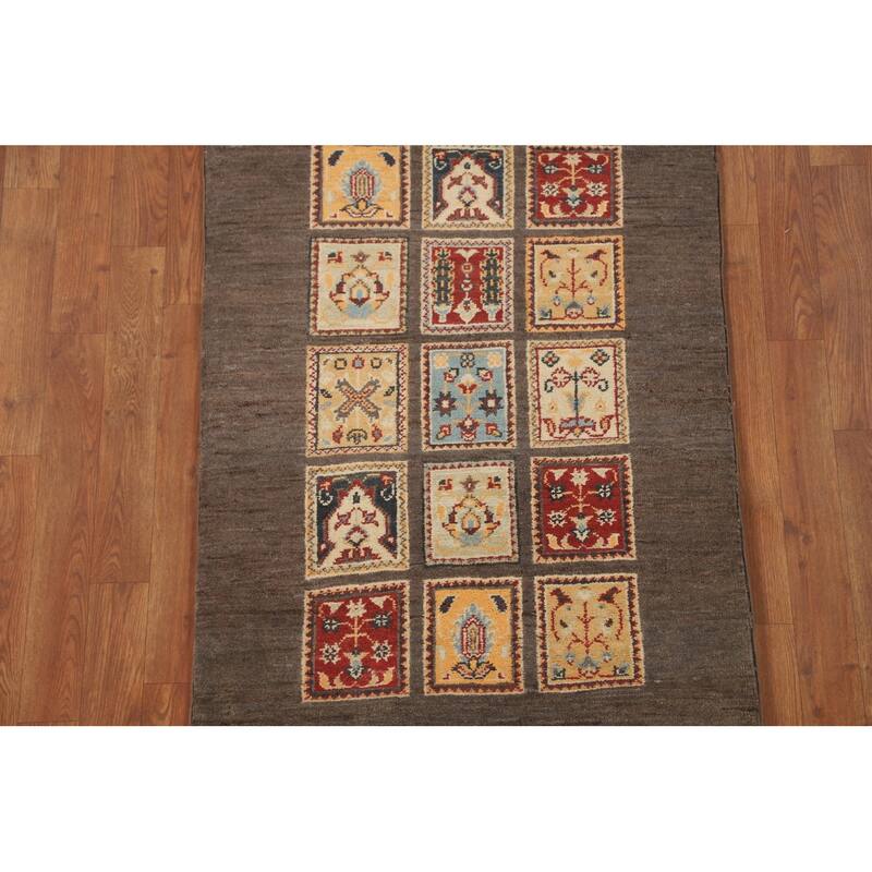 Brown Kazak Accent Rug Handmade Wool Carpet - 2'7" x 4'0"