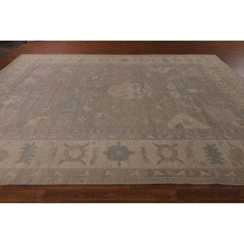 Oushak Oriental Large Area Rug Hand-Knotted Vegetable Dye Wool Carpet - 10'2"x 13'10"