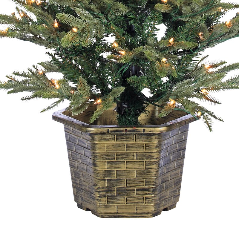 4.5 ft. Pre Lit Clear UL Potted Natural Cut Eastern Pine
