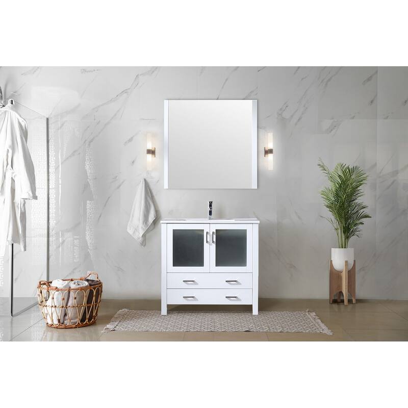 Lexora Volez 36 inch single Bathroom Vanity Countertop Sink and Mirror