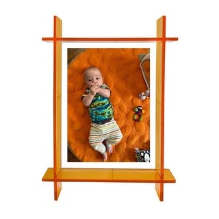 Neon Orange Lucite Picture Frame Size 5x7 - 8.9x11.2x2.3 Inches