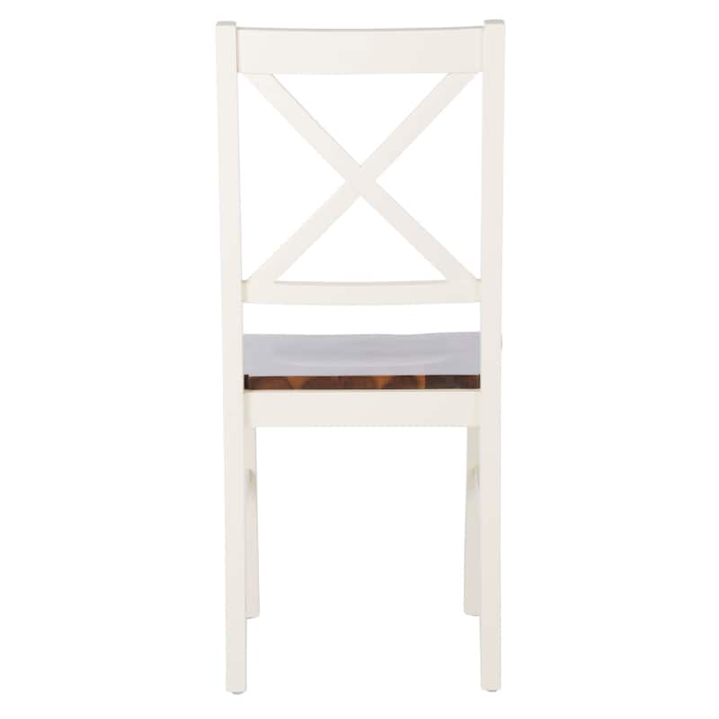SAFAVIEH Concetta White/Natural Dining Chair - 17.5" W x 19.5" L x 37" H - 18"W x 20"D x 37"H