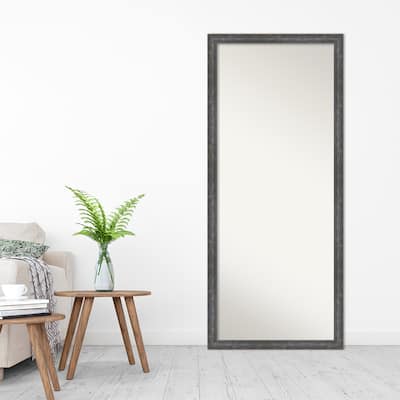 Angled Non-Beveled Wood Framed Full-Length Floor Leaner Mirror - Glass Size 24x60
