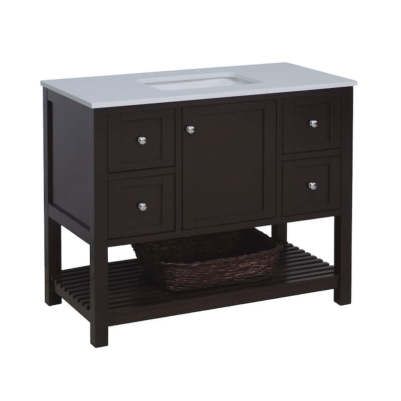 KitchenBathCollection Lakeshore 42" Bathroom Vanity with Engineered White Top