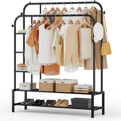 Double Rods Portable Garment Rack for Hanging clothes - 13"D x 49"W x 64.76"H