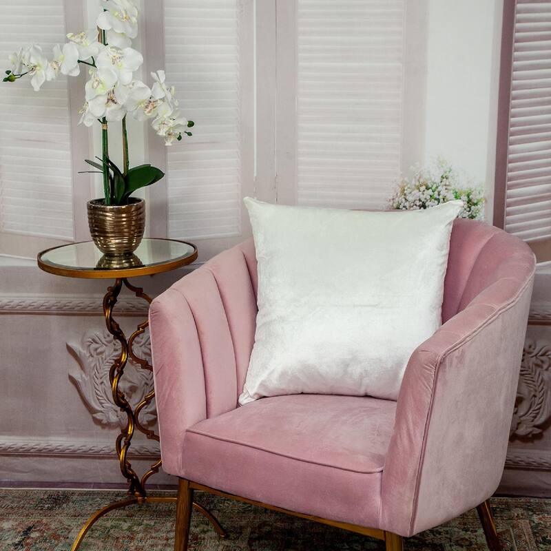 20" Solid White Cotton Velvet Square Throw Pillow