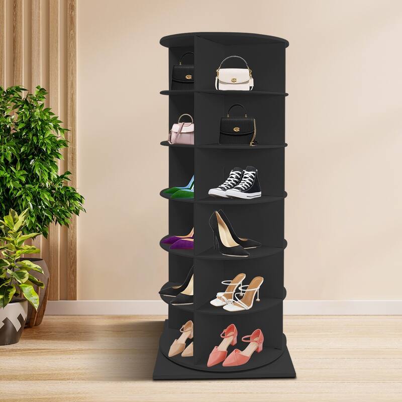 Rotating Free Standing Shoe Rack Shoe Organizer - 56.2'' - Black
