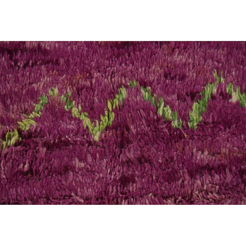 Purple Moroccan Oriental Area Rug Hand-Knotted Wool Carpet - 8'9" x 12'3"