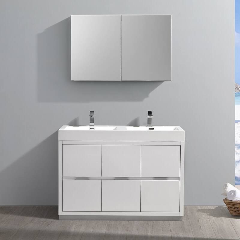 Fresca Senza 48" Double Vanity Set with Wood Cabinet and Acrylic