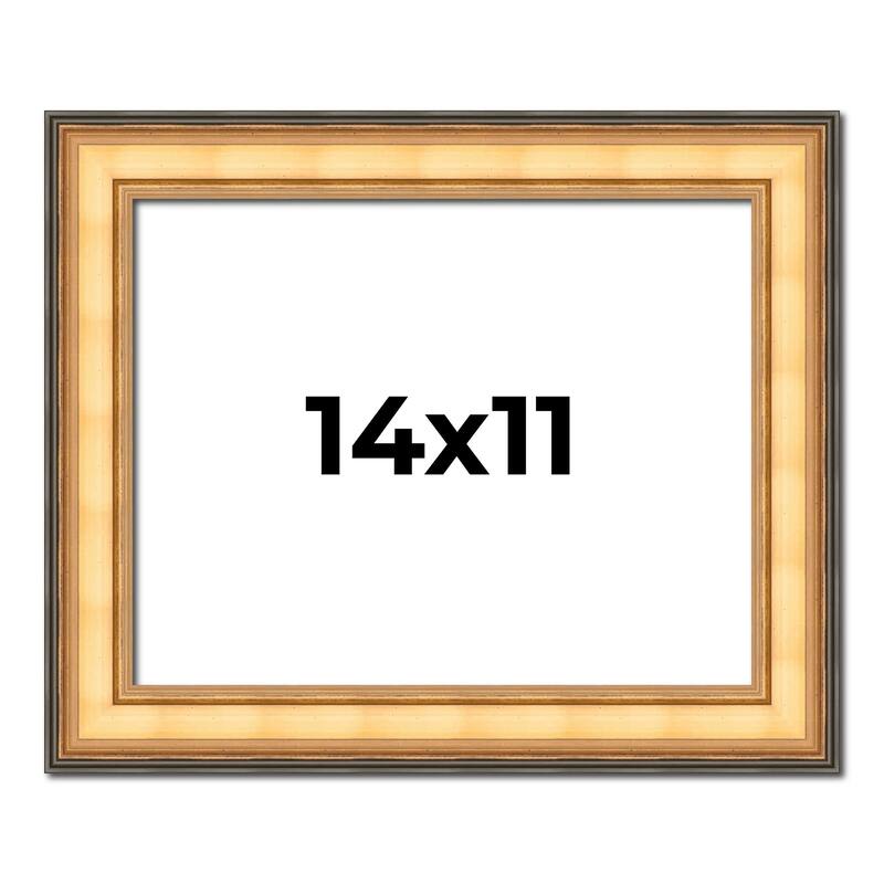 14x11 Frame Gold Plein Aire Solid Wood Picture Frame Width 2 Inches |