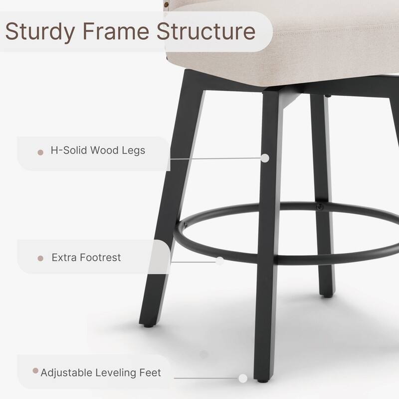 Logan Swivel Bar Stools Tufted Wingback with Nail Head