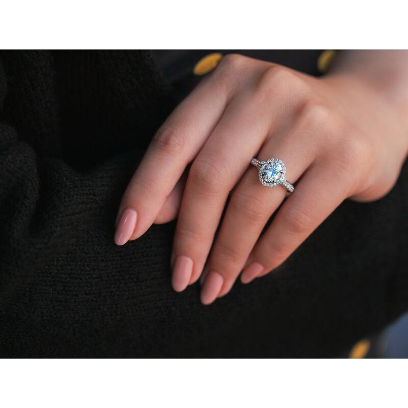 Kobelli 1.40 Carat Lab Grown Diamond Certified 14k White Gold Oval-cut Halo Vintage Inspired Abigail Engagement Ring (EF/VS)