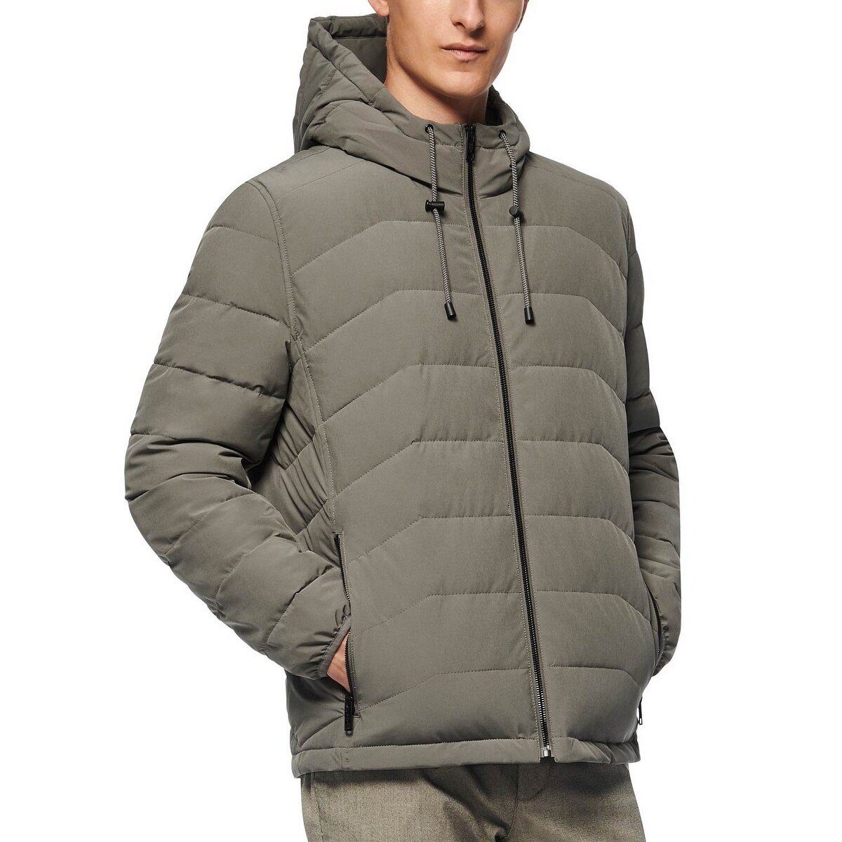 packable stretch down hooded jacket