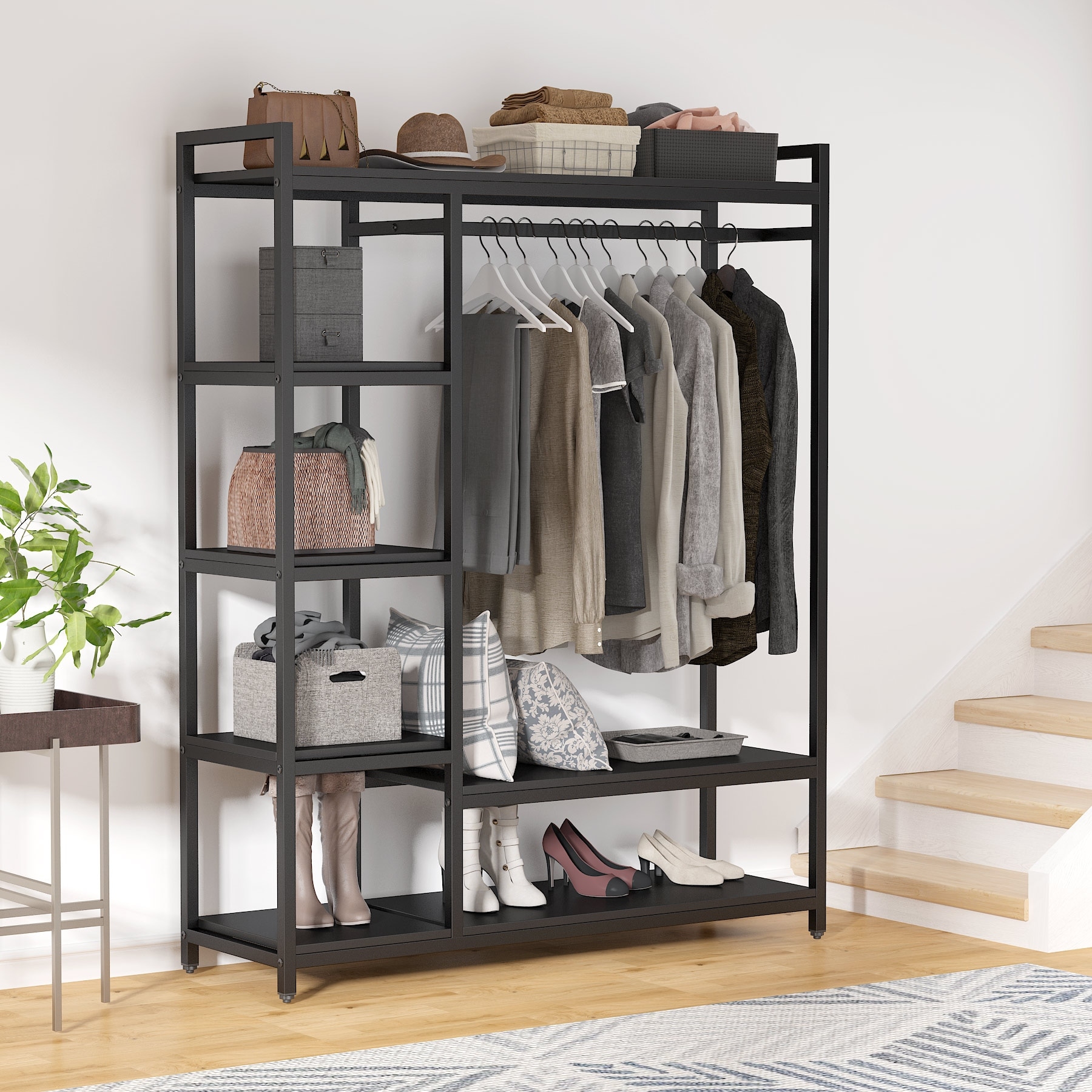 https://ak1.ostkcdn.com/images/products/is/images/direct/551769b6b10db4af5a48ab10001a30e5af843c49/Free-standing-Closet-Organizer-Garment-Rack-with-6-Shelf-1-Hanging-Bar.jpg