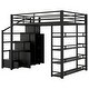 preview thumbnail 15 of 28, Full Size Metal Loft Bed with Storage Shelves, Cabinets and Wardrobe Metal Support Bed Frame for Kids, No Box Spring Needed