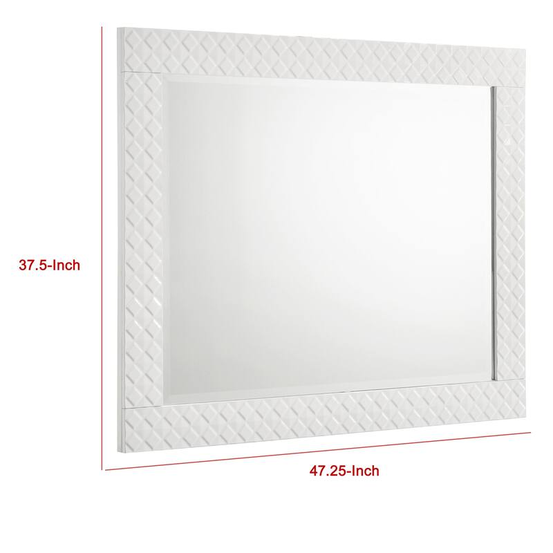 Ivon Dresser Mirror, White High Gloss Finish, Rectangular 37 Inch