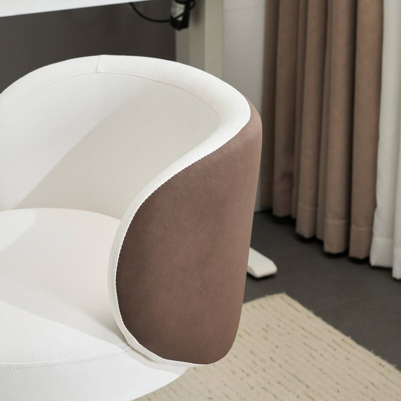 Modern PU Swivel Chair Armless No Wheel Adjustable Height Office Desk Chair With Baskest Support - N/A