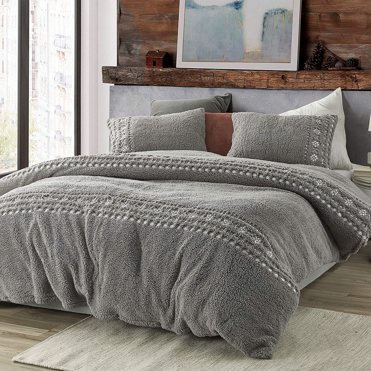 grey teddy duvet