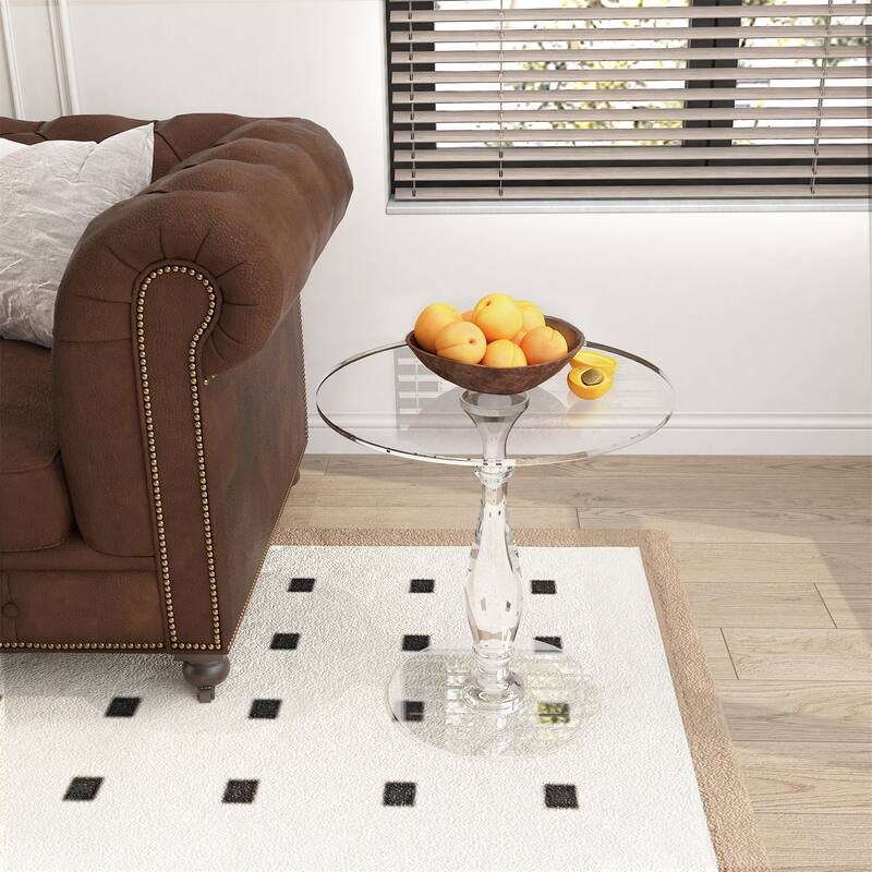 Acrylic Side Table 18" Round Clear Acrylic Sofa Table Accent End Table for Small Spaces