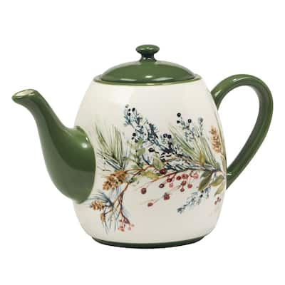 Certified International Winters Forest Teapot, 36 oz. - 9" x 5.25" x 6.5"