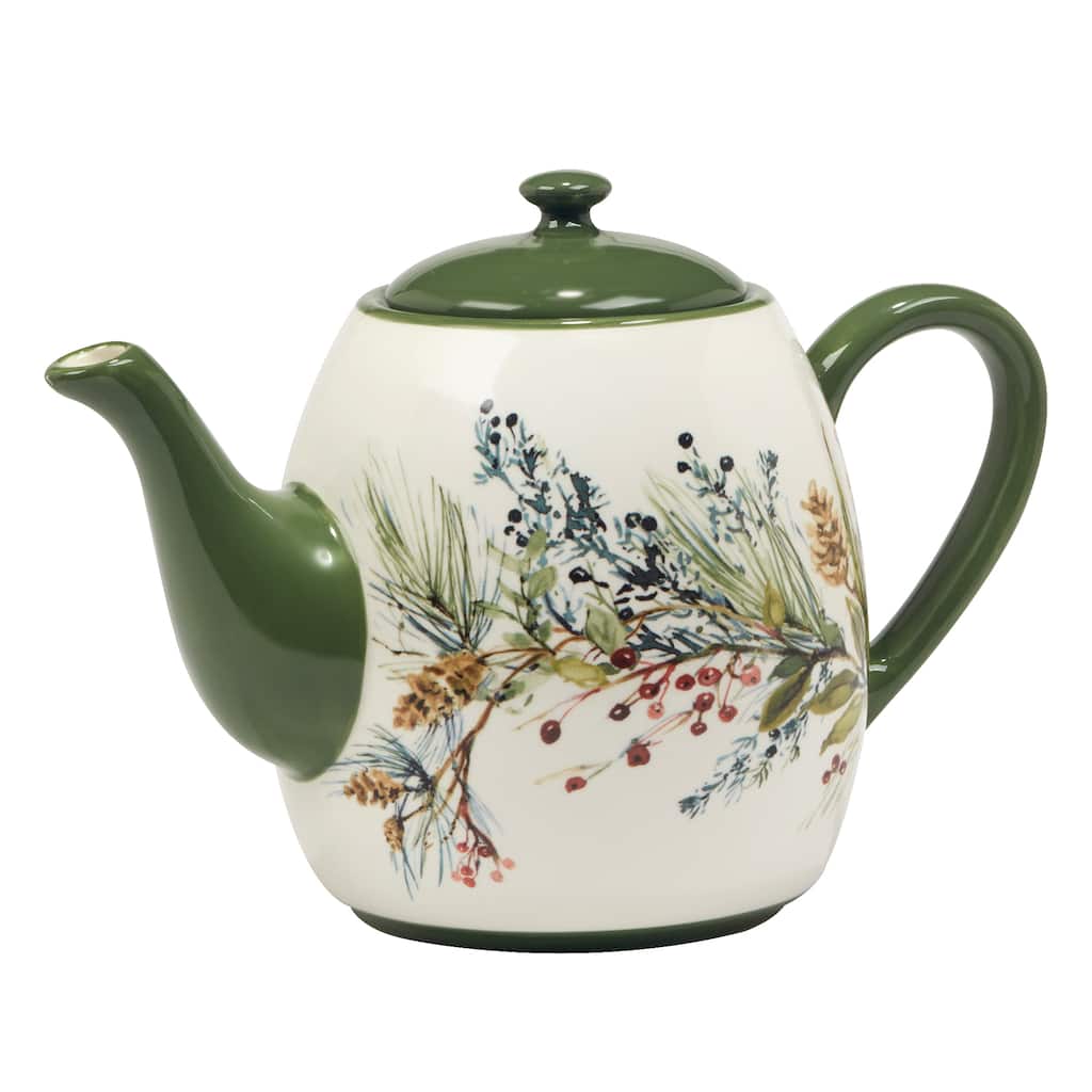 Certified International Winters Forest Teapot, 36 oz. - 9" x 5.25" x 6.5"