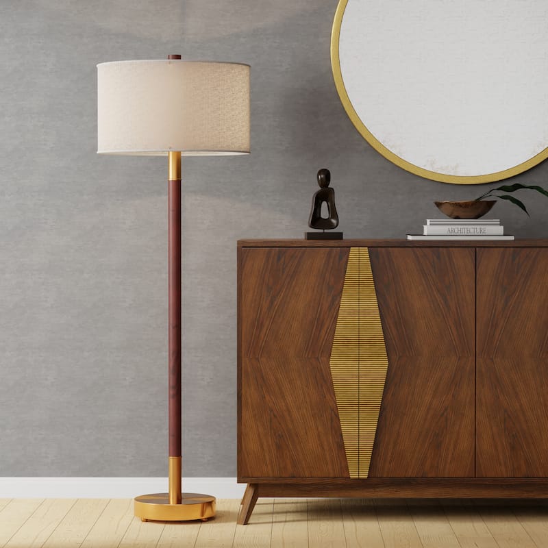 Currey & Company Bravo Mahogany Floor Lamp - 66.25"h x 22"dia.