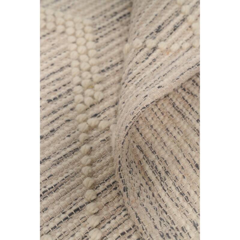 Hand Knotted Oriental 100% Wool Carpet Modern Geometric Beige & Ivories Modern Gotti Design Area Rug - 5' 10'' X 2' 7''