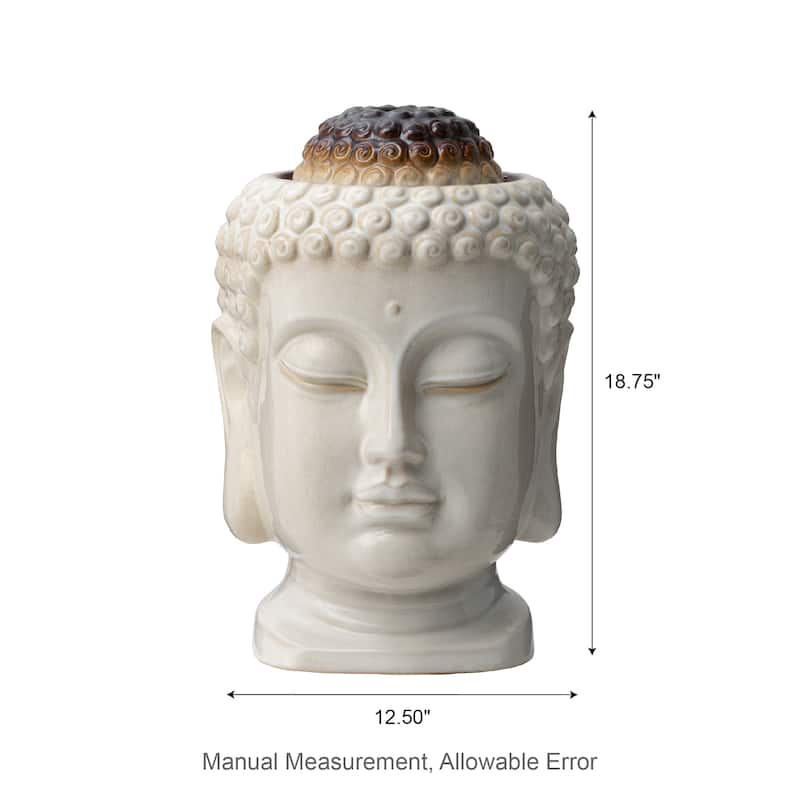 Glitzhome Meditating Buddha Patio Floor Fountain with Lotus and LED