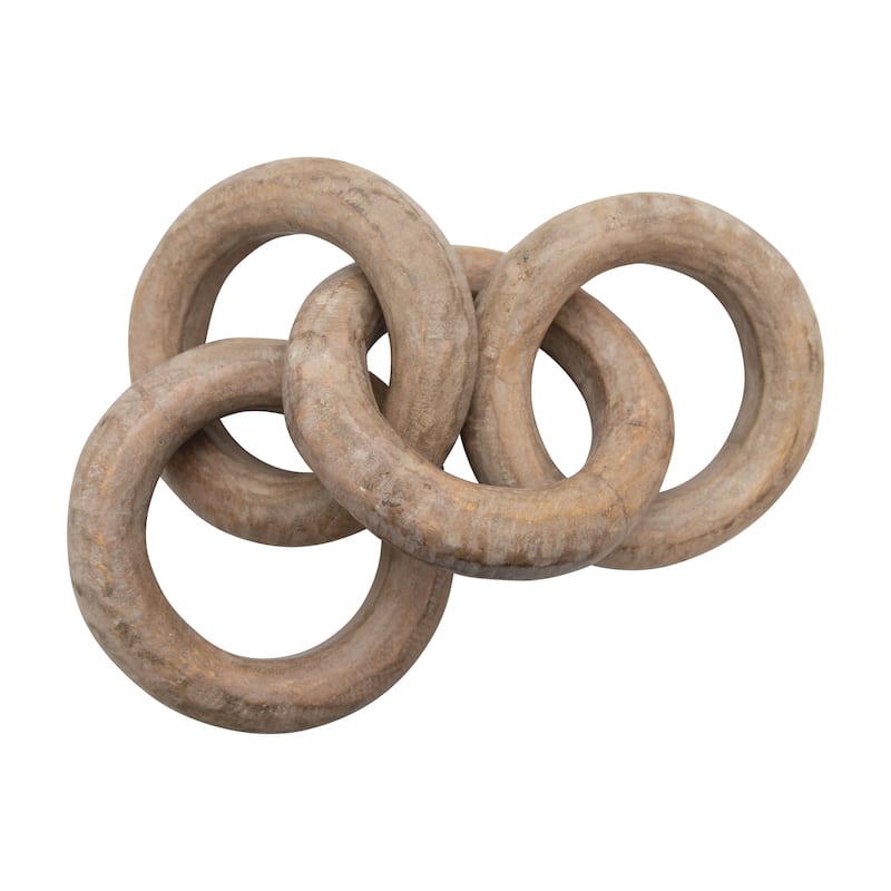 Mango Wood Carved Chain, 4 Rings